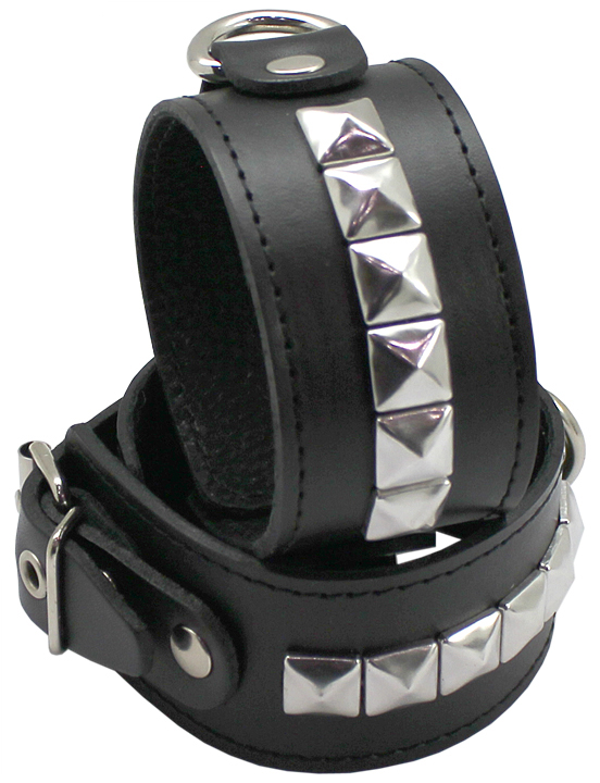 картинка Наручники узкие, с пуклей, чёрные, размер универсальный от магазина ErosMania