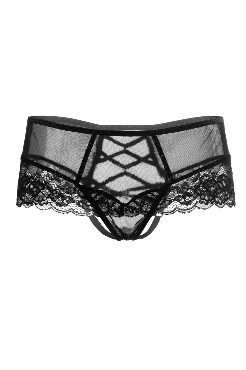 картинка Эротические трусики с имитацией шнуровки Erolanta Cheryl, черный (42-44) от магазина ErosMania