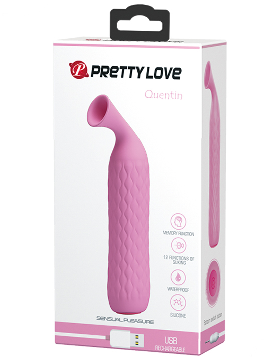картинка Стимулятор клитора Quentin, вакуумный, розовый, 146 мм от магазина ErosMania