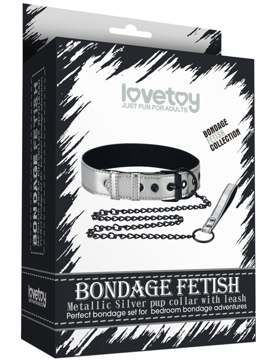 картинка Ошейник с цепью Metallic Pup Collar, серебристый от магазина ErosMania