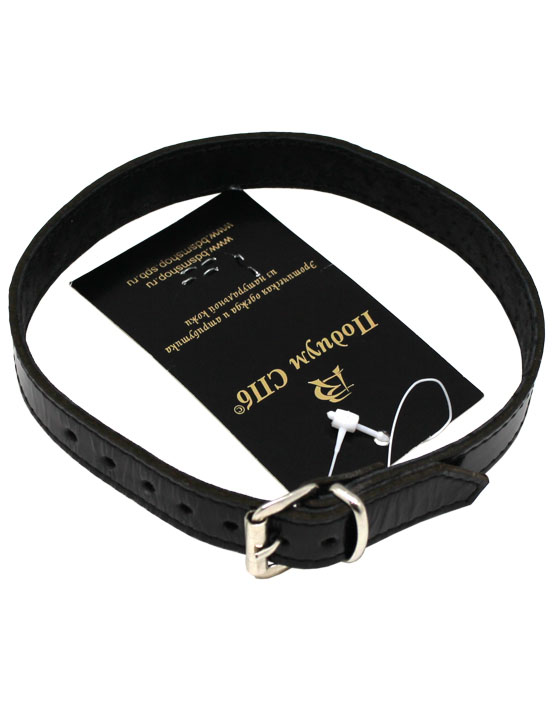 картинка Ошейник узкий, со стразами, лакированный, чёрный, размер универсальный от магазина ErosMania