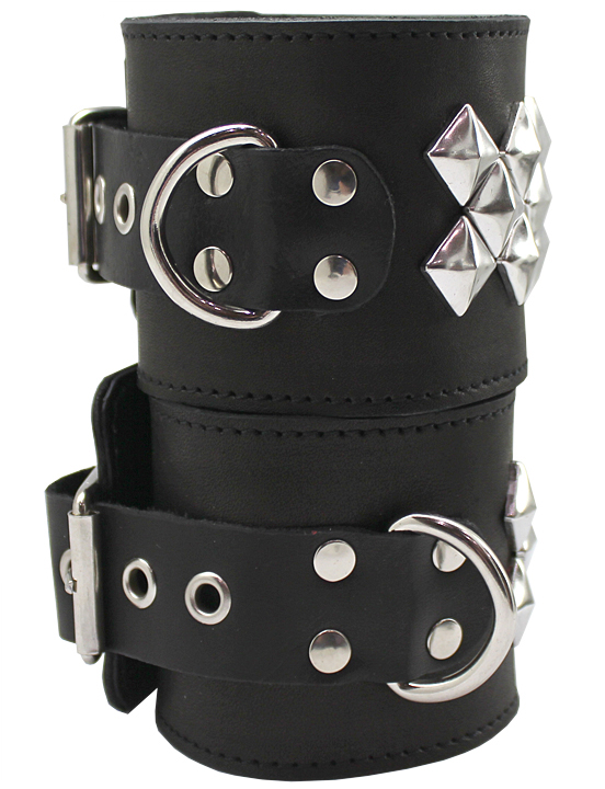 картинка Наручники, 3 полосы квадропукли, чёрные, размер универсальный от магазина ErosMania