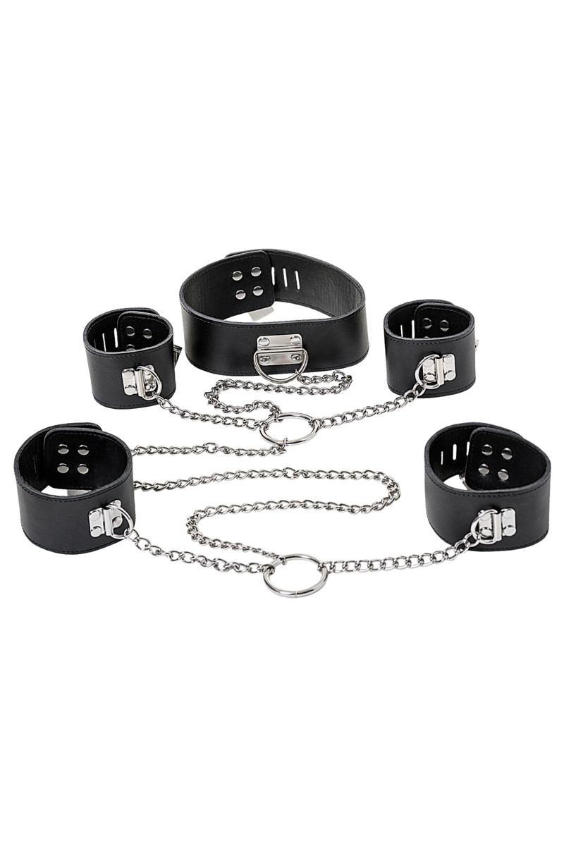 картинка Комплект бондажный TOYFA Theatre, кожанный, черный от магазина ErosMania