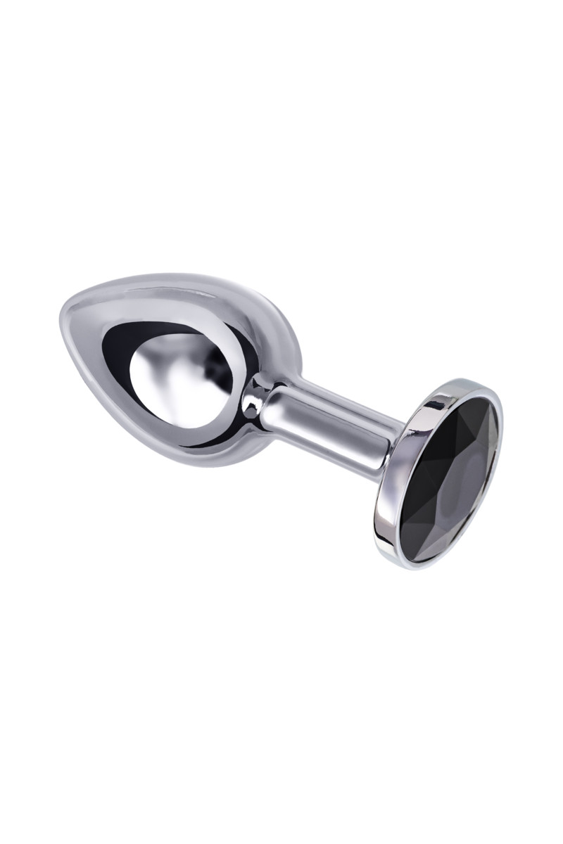 картинка Анальная втулка Metal by TOYFA, металл, серебряная, с черным кристаллом, 7,5 см, Ø 3 см, 145 г от магазина ErosMania