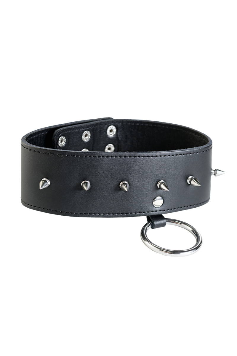 картинка Ошейник с шипами TOYFA Theatre, кожа, черный от магазина ErosMania