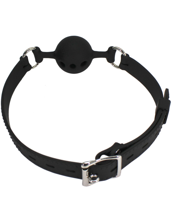 картинка Кляп дышащий с фиксацией, чёрный, силикон от магазина ErosMania