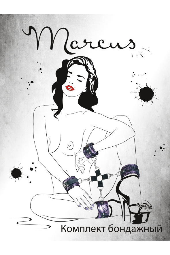 картинка Кружевной бондажный комплект TOYFA Marcus (сцепка, наручники и оковы), розовый от магазина ErosMania