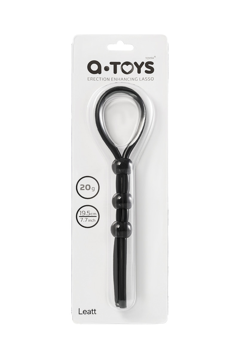 картинка Лассо на пенис A-toys by TOYFA с тремя бусинами, силикон, черное, 19,5 см от магазина ErosMania