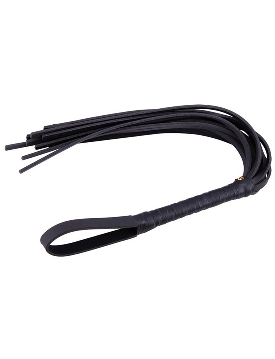 картинка Плеть Pleasure Whip, 20 полос из искусственной кожи, чёрная от магазина ErosMania
