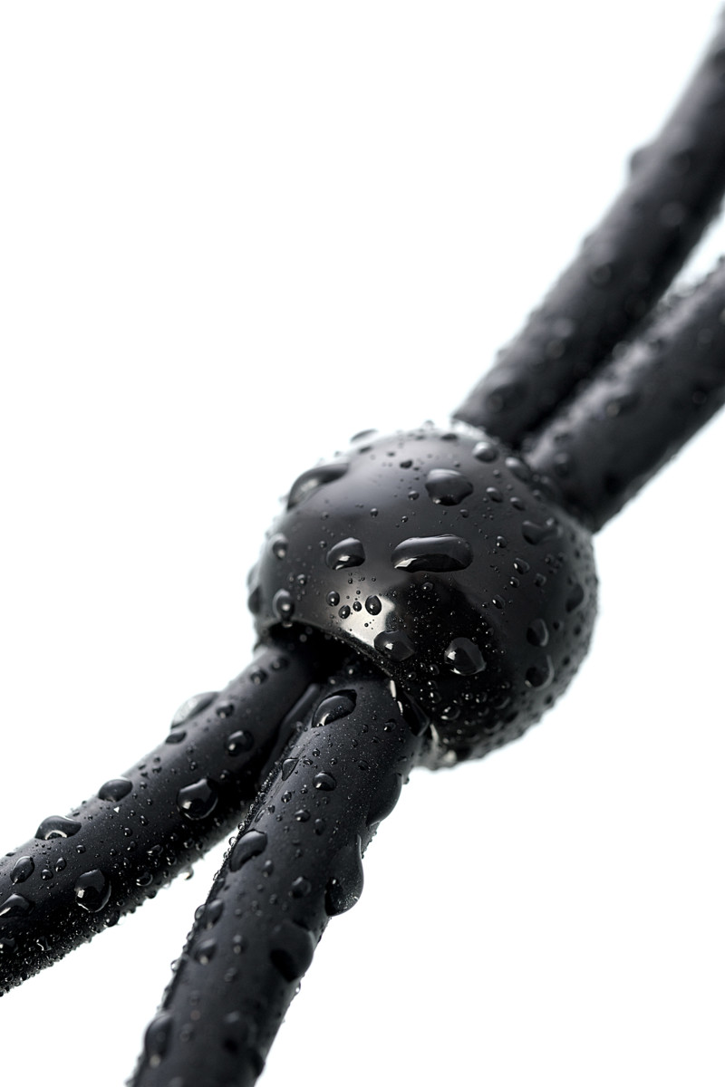 картинка Лассо на пенис A-toys by TOYFA с тремя бусинами, силикон, черное, 19,5 см от магазина ErosMania