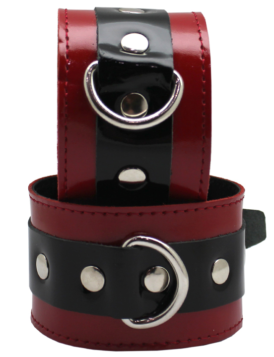 картинка Наручники узкие, лакированные, чёрно-красные, размер универсальный от магазина ErosMania