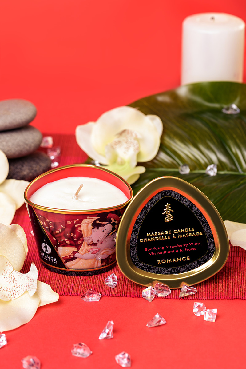 картинка Массажное аромамасло Shunga Romance, клубника и шампанское, 170 мл от магазина ErosMania