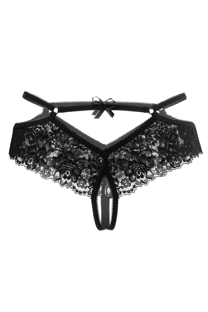 картинка Эротические трусики Erolanta Agnes кружевные, черный (50-52) от магазина ErosMania