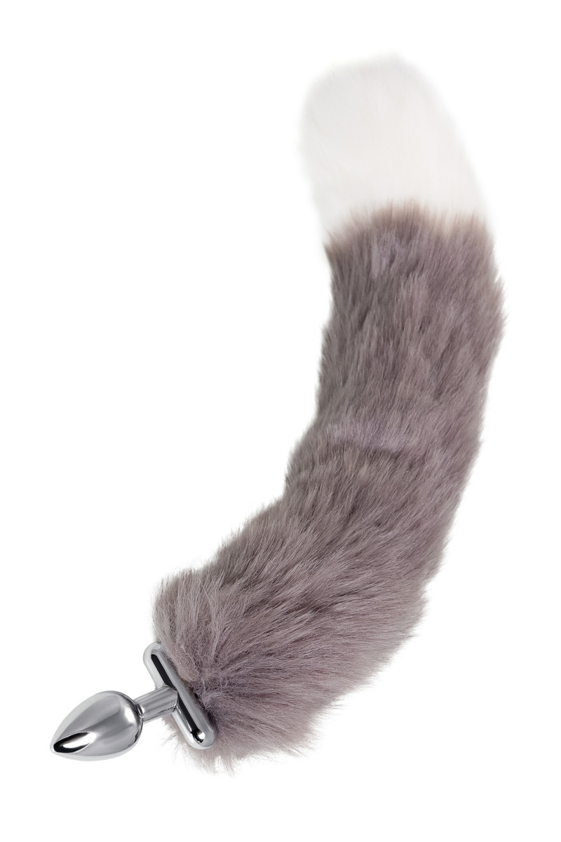 картинка Анальная втулка с хвостом и ушки Metal by Toyfa, металл, серебристая, 44,4 см от магазина ErosMania