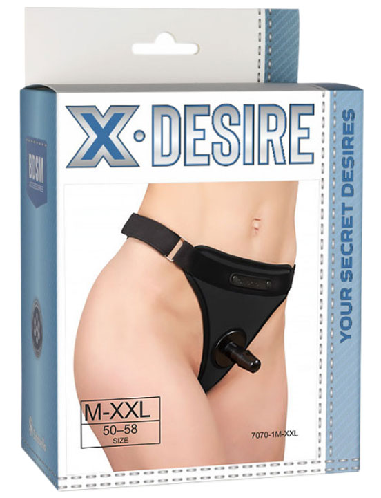 картинка Трусики с двумя коннекторами, чёрный, размер регулируется ремешками от магазина ErosMania