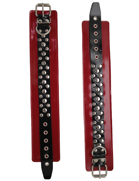 картинка Поножи на мягкой подкладке, лакированные, красные, размер универсальный от магазина ErosMania