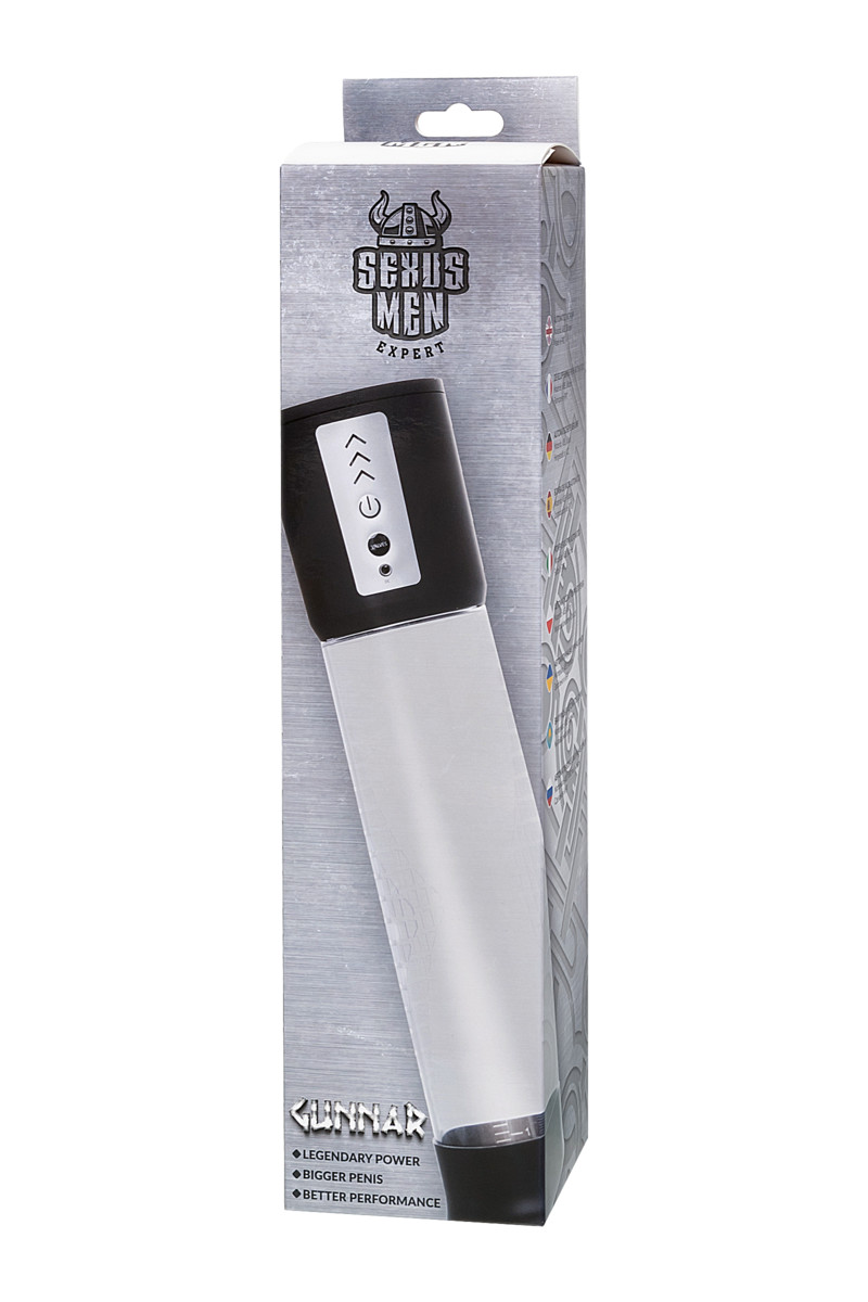 картинка Автоматическая помпа для пениса Sexus Men Expert Gunnar, ABS-пластик, черная, 28 см от магазина ErosMania