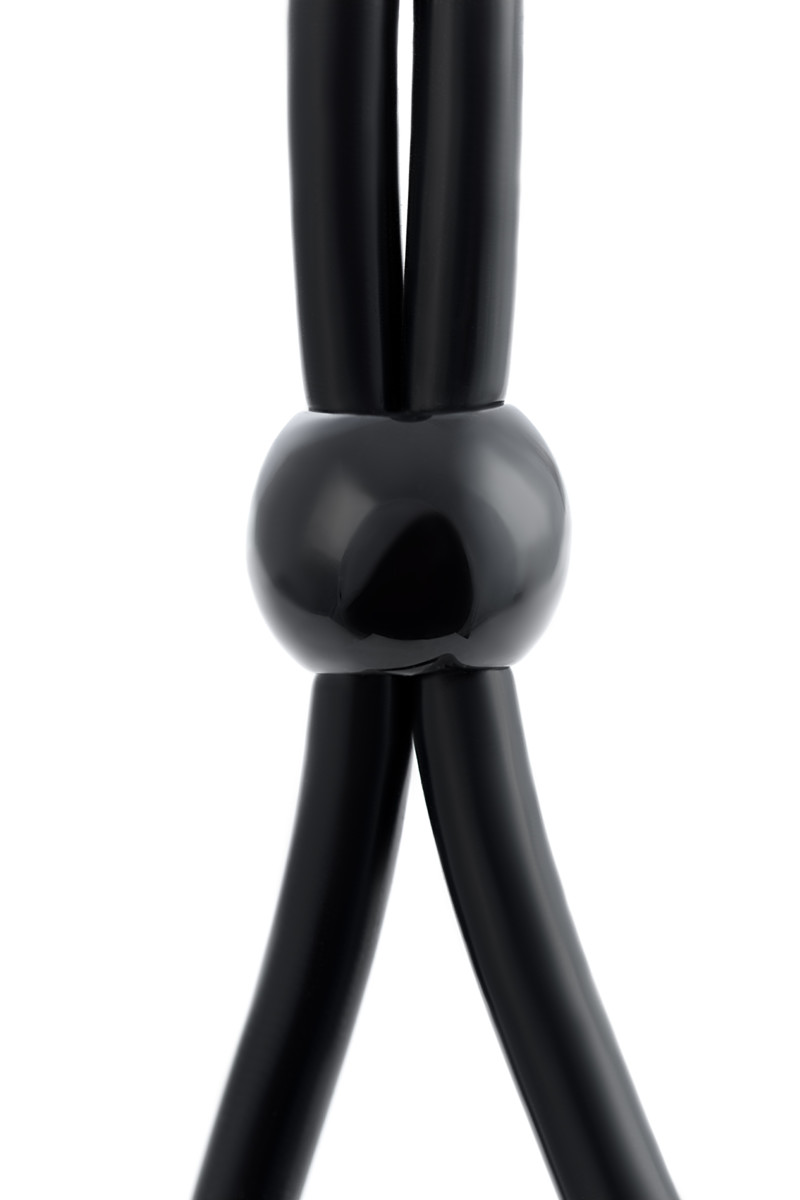 картинка Лассо на пенис A-toys by TOYFA с тремя бусинами, силикон, черное, 19,5 см от магазина ErosMania