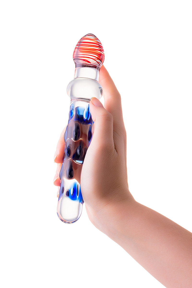 картинка Двусторонний фаллоимитатор Sexus Glass, стекло, прозрачный, 20 см от магазина ErosMania