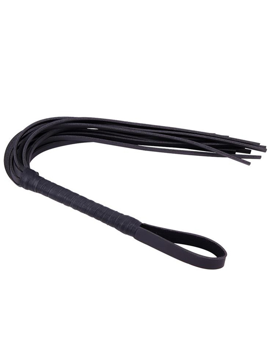 картинка Плеть Pleasure Whip, 20 полос из искусственной кожи, чёрная от магазина ErosMania