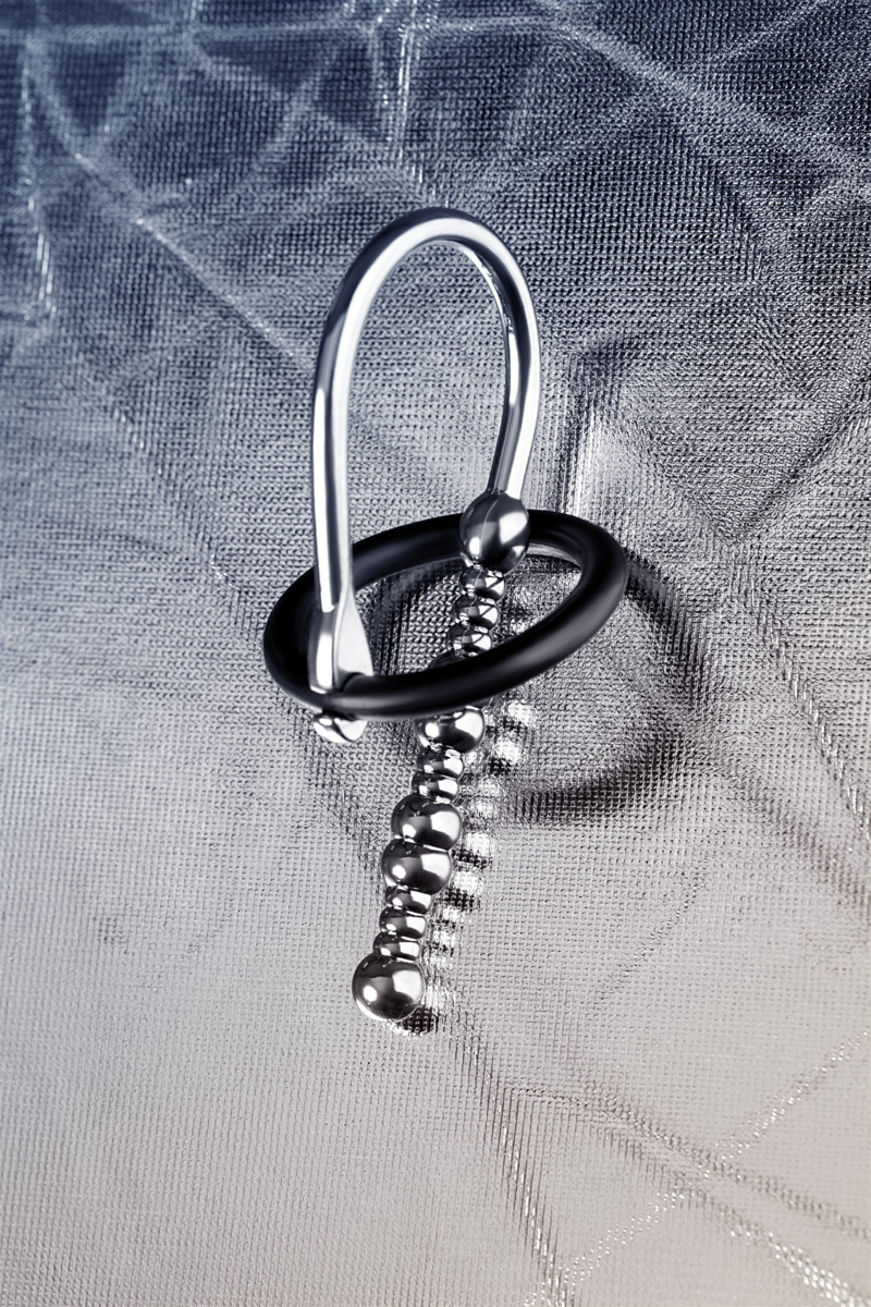 картинка Уретральный плаг-бусины TOYFA Metal  с мягким фиксириющим кольцом, серебряный от магазина ErosMania