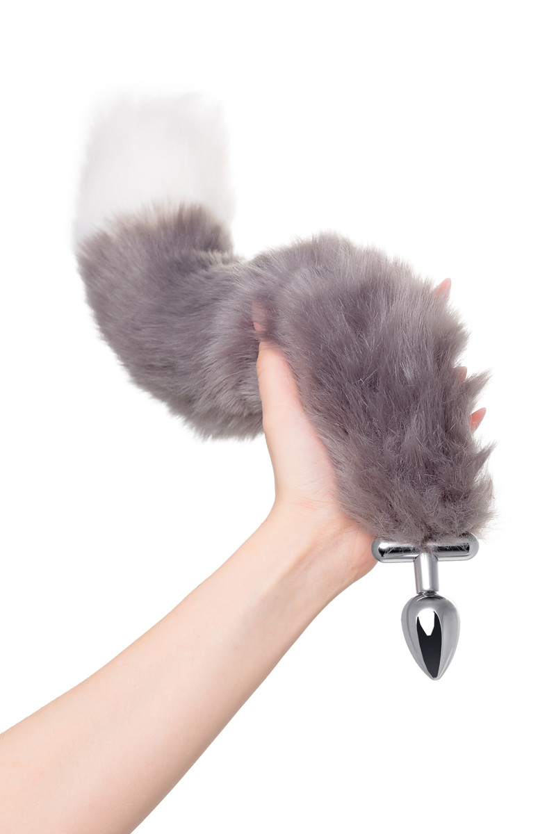 картинка Анальная втулка с хвостом и ушки Metal by Toyfa, металл, серебристая, 44,4 см от магазина ErosMania