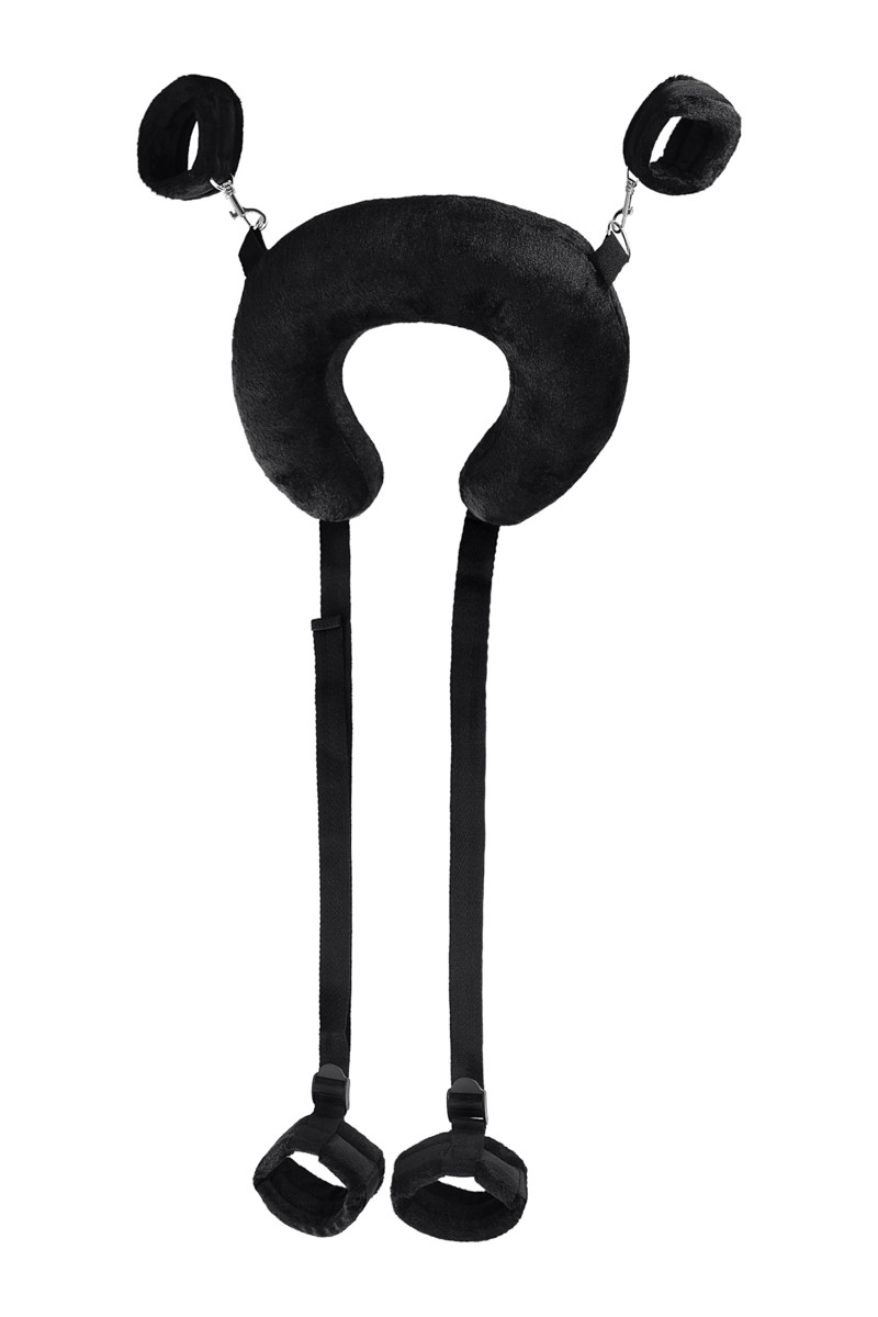 картинка Стропа фиксирующая Anonymo #0701 с подушкой, велюр, черная, 127 см от магазина ErosMania