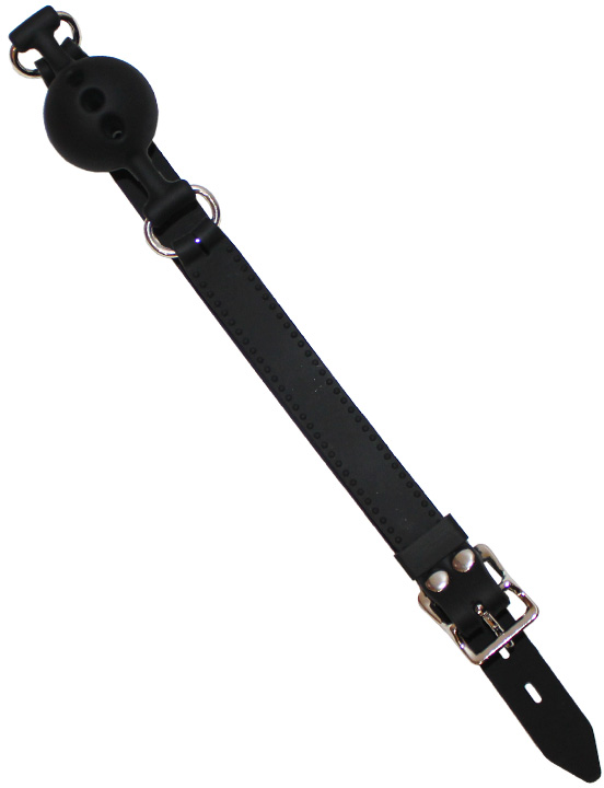 картинка Кляп дышащий с фиксацией, чёрный, силикон от магазина ErosMania