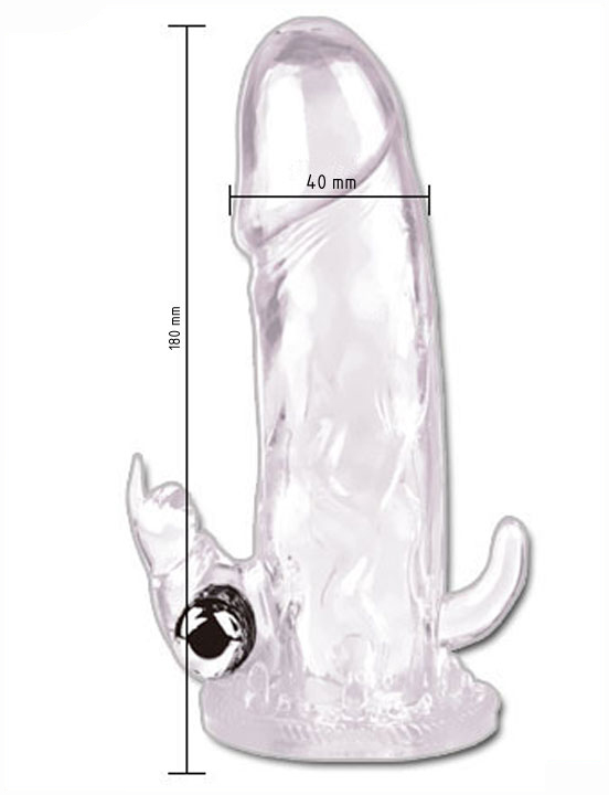 картинка Насадка с вибропулькой, гладкая, прозрачная, 40x130 мм от магазина ErosMania