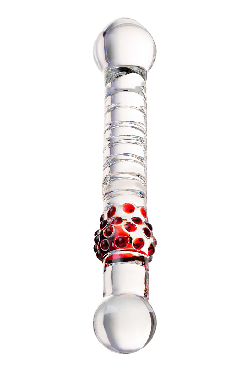 картинка Двусторонний фаллоимитатор Sexus Glass, стекло, прозрачный, 22 см от магазина ErosMania