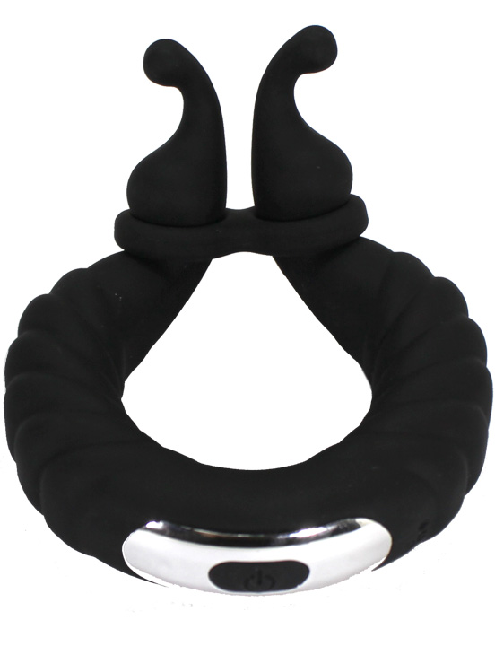 картинка Эрекционное виброкольцо Eroticon Snail с усиками, чёрное от магазина ErosMania