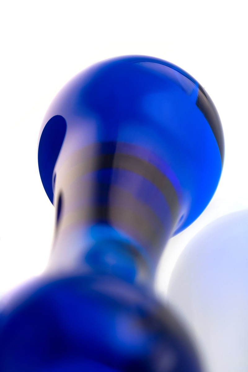 картинка Двусторонний фаллоимитатор Sexus Glass, стекло, синий, 20,5 см от магазина ErosMania