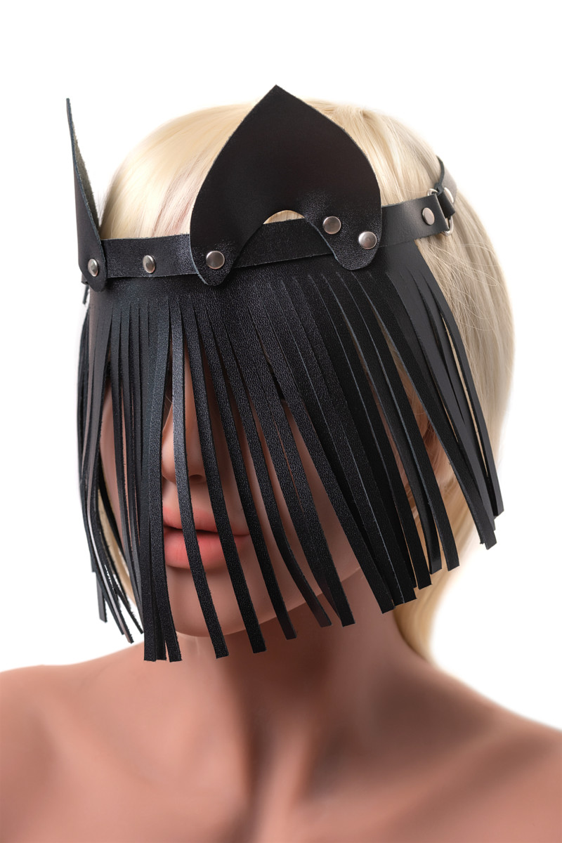 картинка Маска Штучки-дрючки «Кошка с бахромой», кожа, черная от магазина ErosMania