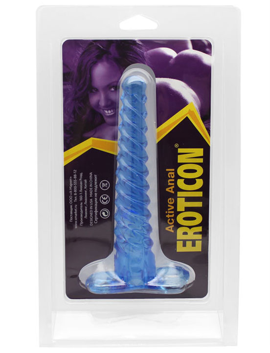 картинка Анальный конус, голубой, спираль, 160 мм от магазина ErosMania