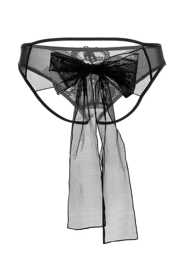 картинка Эротические трусики с бантом Erolanta Mia, черный (54-56) от магазина ErosMania