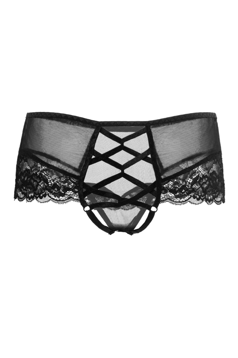 картинка Эротические трусики с имитацией шнуровки Erolanta Cheryl, черный (54-56) от магазина ErosMania