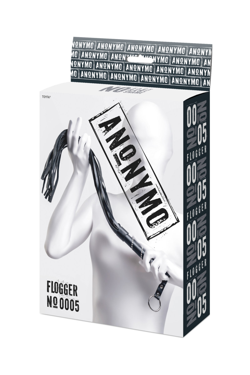 картинка Флоггер Anonymo #0005, PU кожа, черный, 64 см от магазина ErosMania