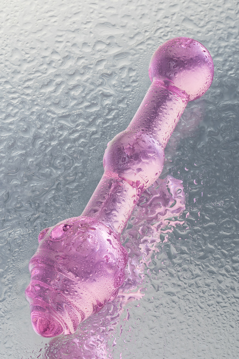 картинка Двусторонний фаллоимитатор Sexus Glass, стекло, розовый, 17 см от магазина ErosMania
