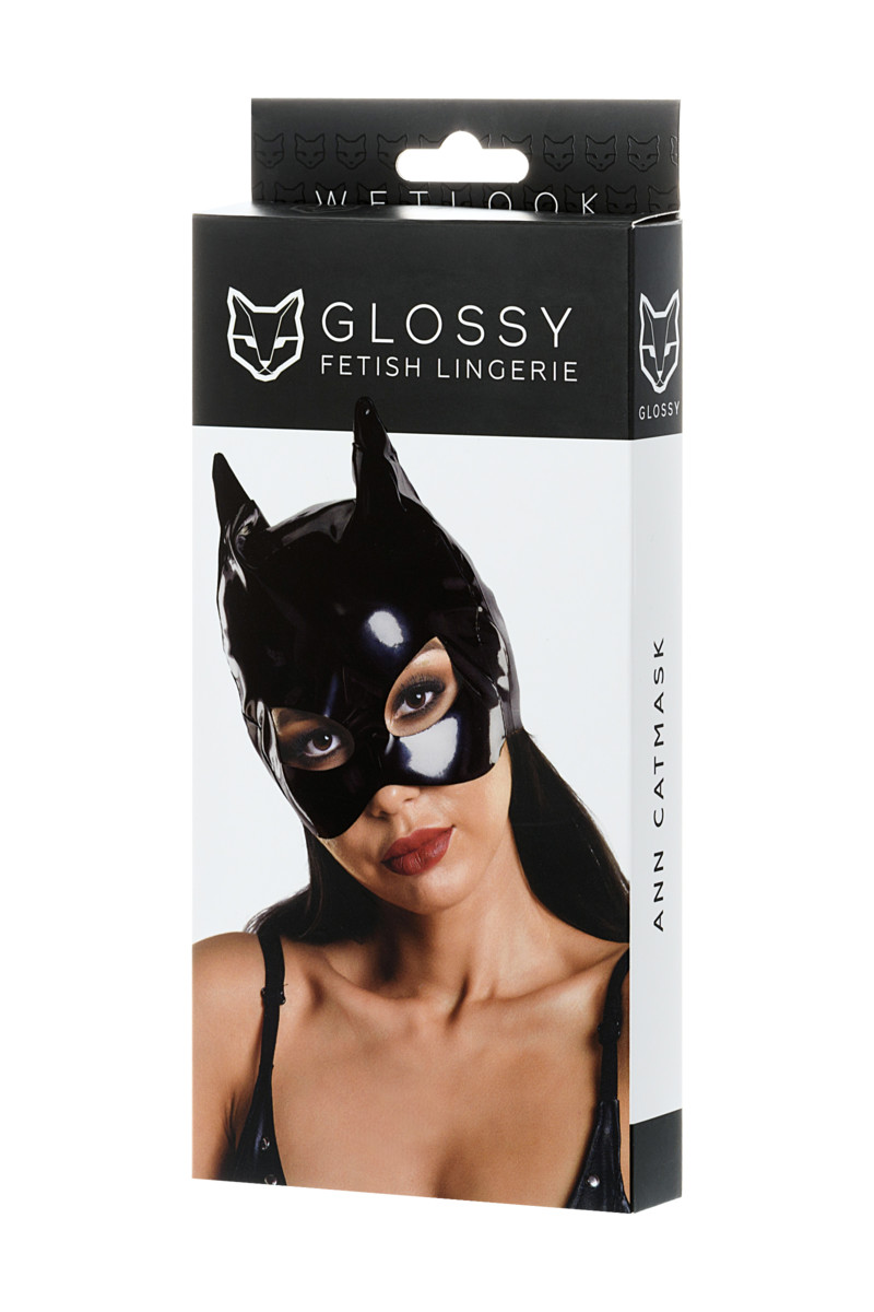картинка Маска кошки Glossy из материала Wetlook, черный, OS от магазина ErosMania
