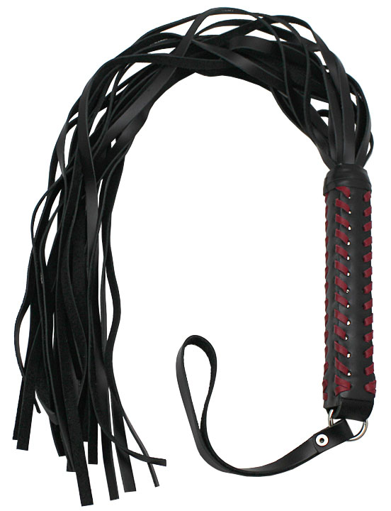 картинка Флогер, ручка плетёная, с красной оплёткой, чёрно-красный от магазина ErosMania