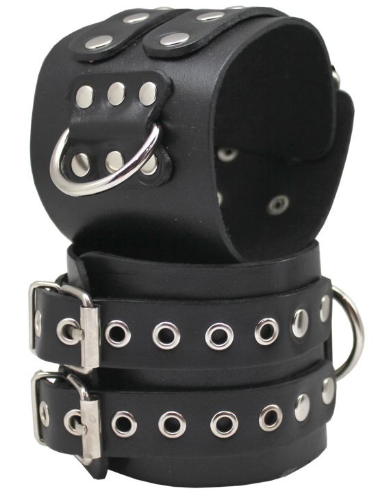 картинка Наручники широкие, без подкладки, чёрные, размер универсальный от магазина ErosMania