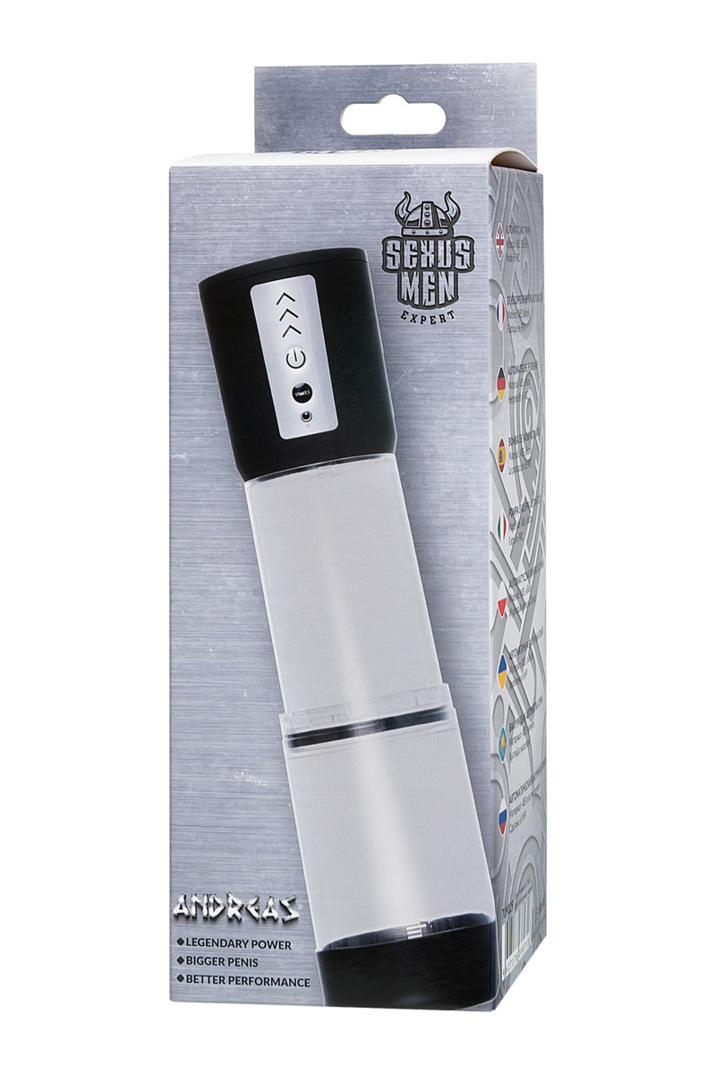 картинка Автоматическая помпа для пениса Sexus Men Expert Andreas, ABS-пластик, черная, 28 см от магазина ErosMania