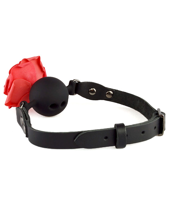 картинка Кляп-шар с розой, чёрный от магазина ErosMania