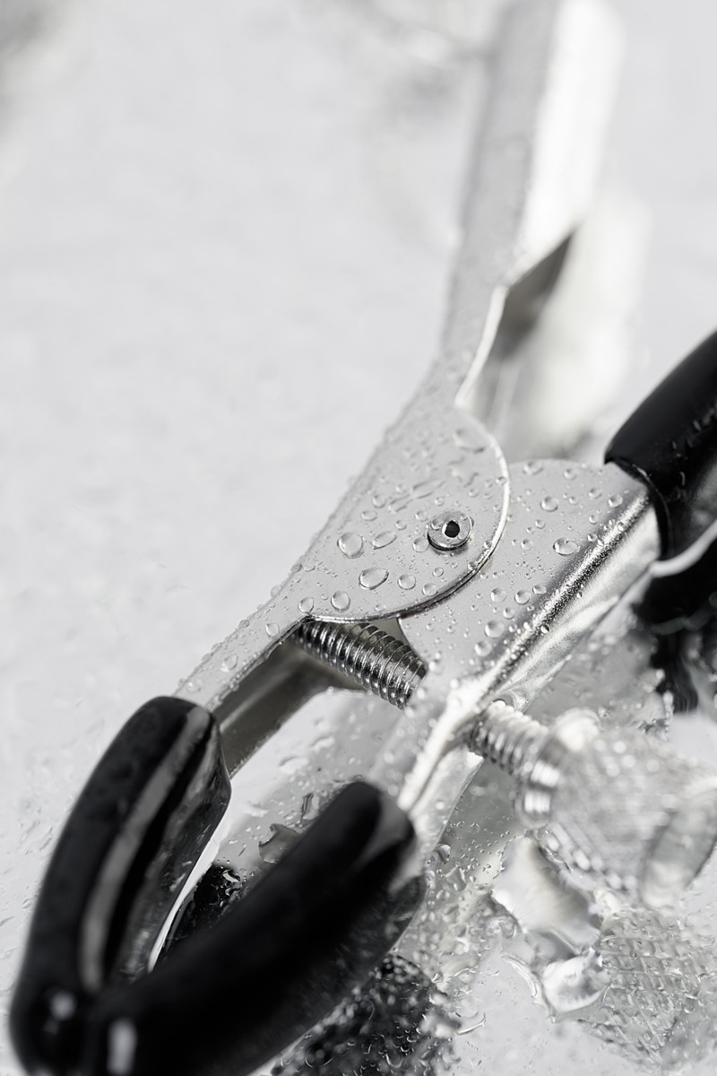 картинка Зажимы для сосков TOYFA Metal с кольцом для пениса, серебряные, 60 см от магазина ErosMania