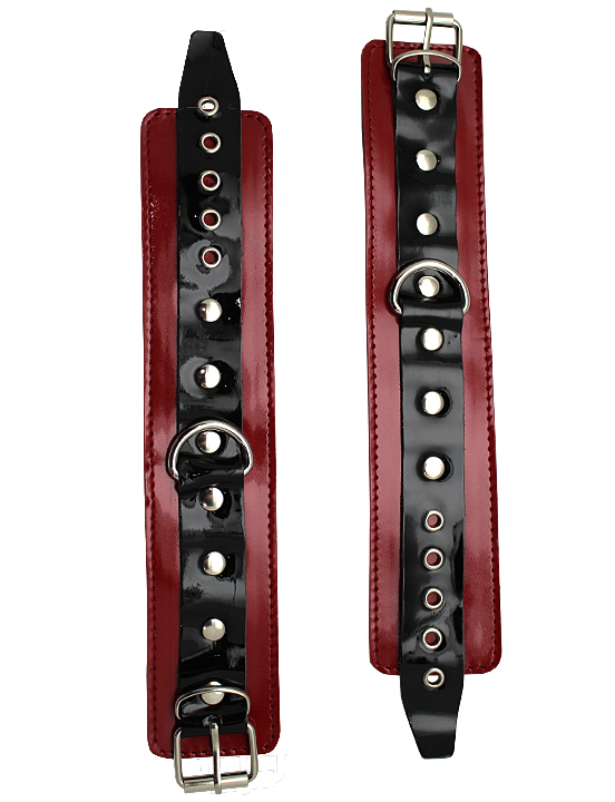 картинка Наручники узкие, лакированные, чёрно-красные, размер универсальный от магазина ErosMania