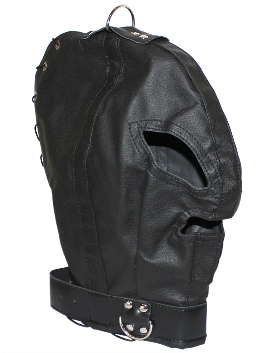 картинка Шлем подчинения со шнуровкой, на ошейнике от магазина ErosMania