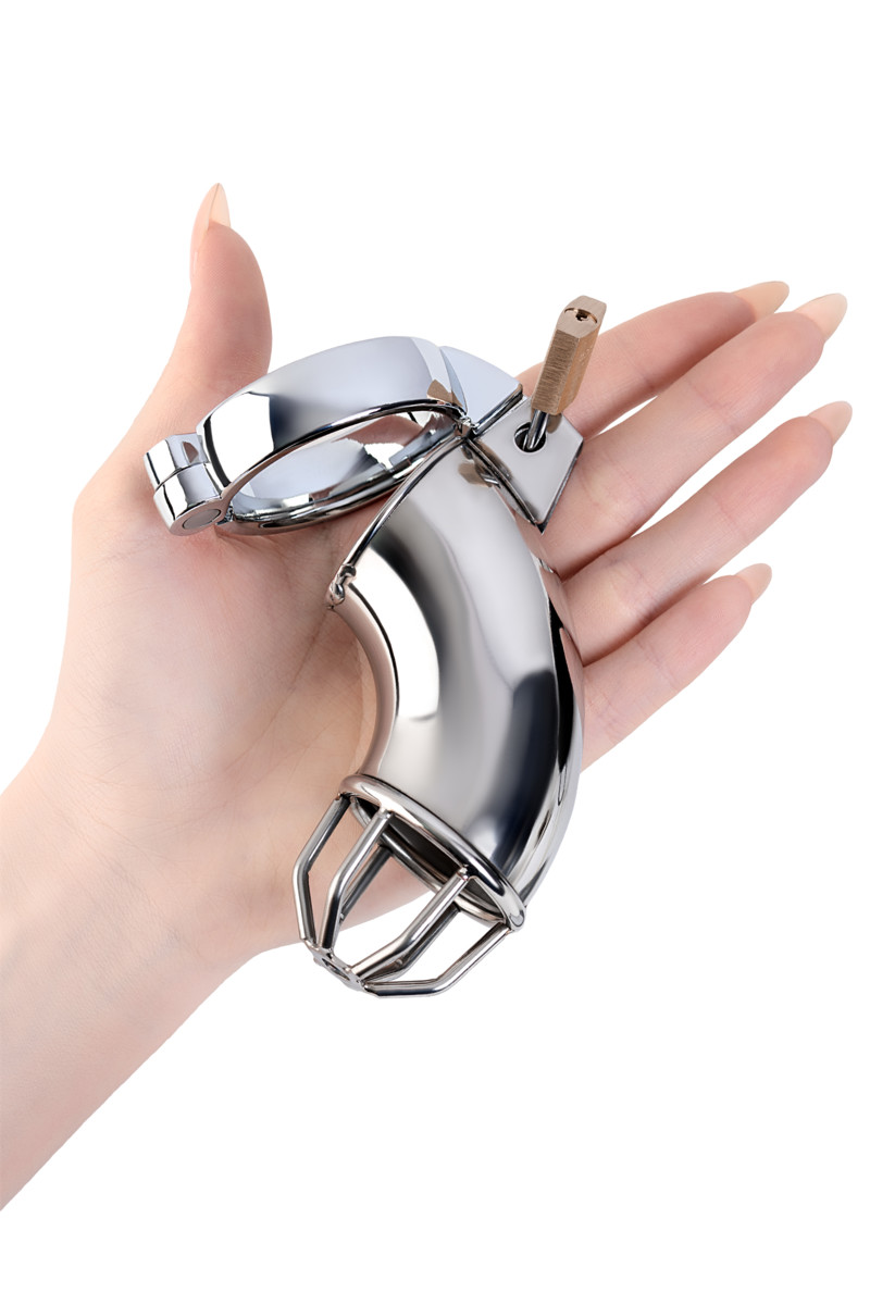 картинка Пояс верности мужской Metal by TOYFA с открытой головкой, металл, серебряный, 13 см от магазина ErosMania