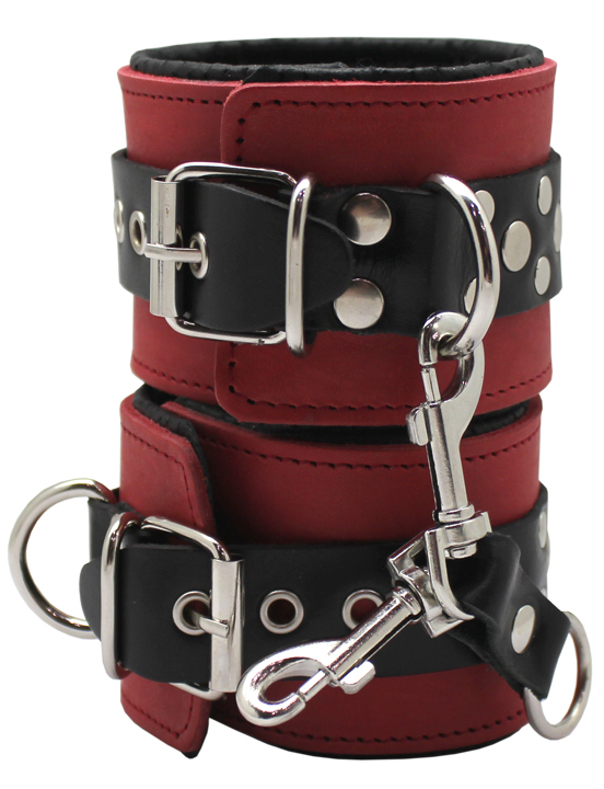 картинка Наручники узкие, на мягкой подкладке, чёрно-красный, размер универсальный от магазина ErosMania
