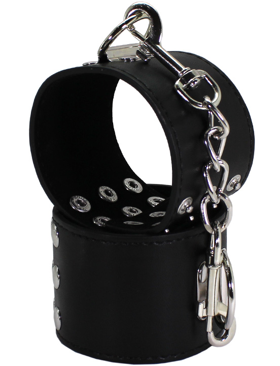 картинка Наручники, с фиксацией, чёрные от магазина ErosMania
