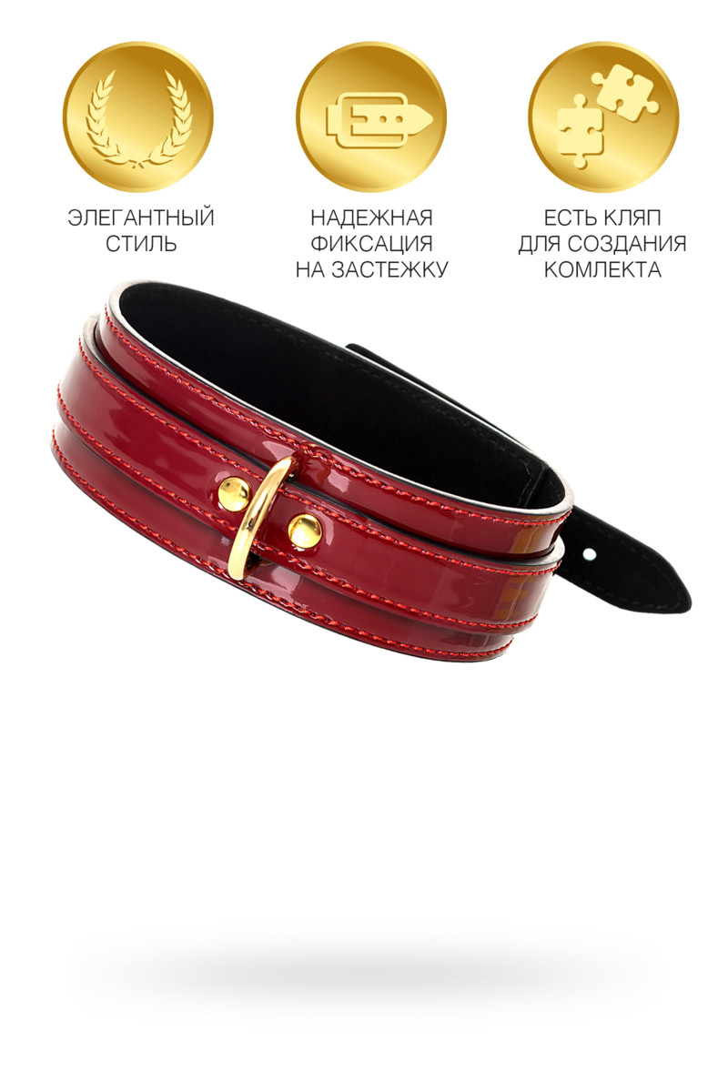 картинка Ошейник TOYFA Theatre, PU кожа, красный, 41 см от магазина ErosMania